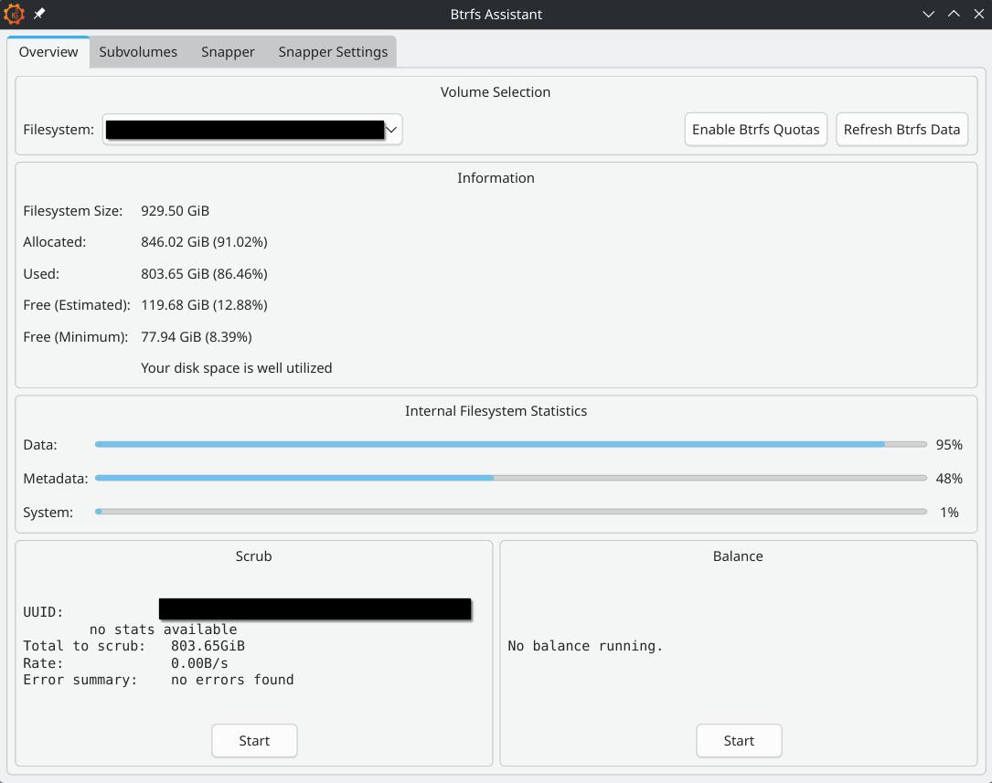 The GUI for BTRFS Assistant