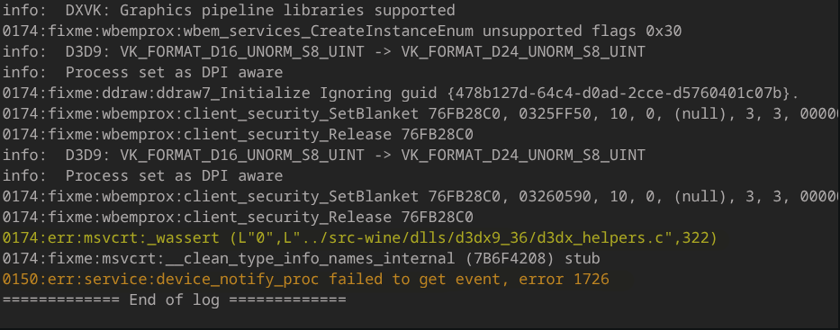 Highlighted screenshot of logs